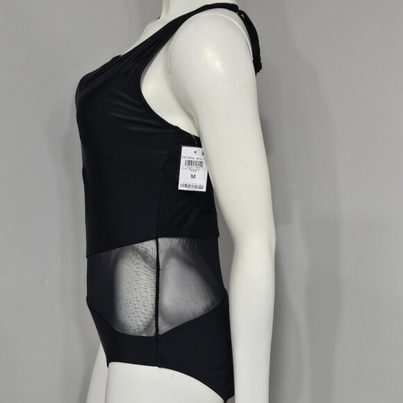 Bar III One-Shoulder Mesh Cutout Swimsuit - Picture 3 of 9